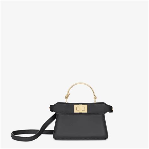 fendi peekaboo mini tasche aus nappaleder in schwarz|Peekaboo Nano .